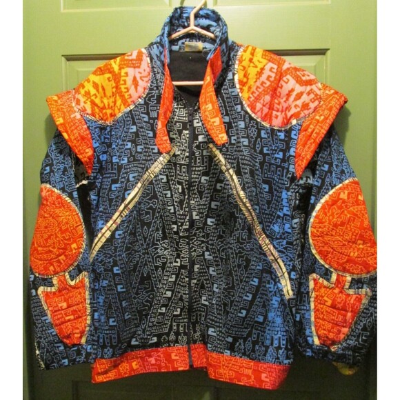 Vtg 80s Space Islands Light Industries Convertible Full Zip Jacket Punk Grunge